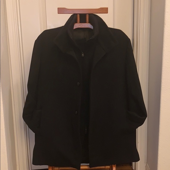 J.Farrar men’s modern fit BlackWool Blend overcoat - Picture 7 of 13